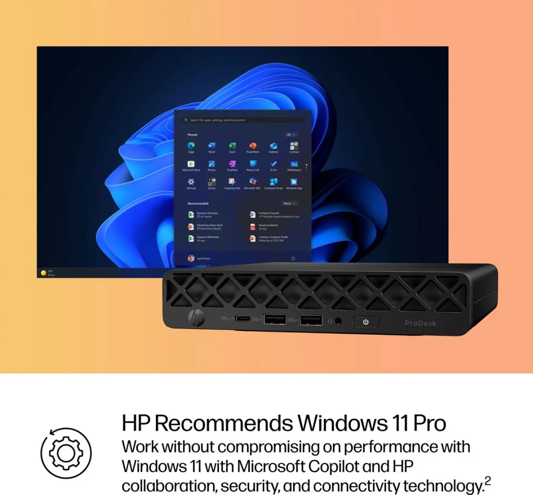 HP ProDesk 4 G1i AI Mini PC - Intel Core Ultra 7 265T - 16GB DDR5 - 1TB SSD - Zwart