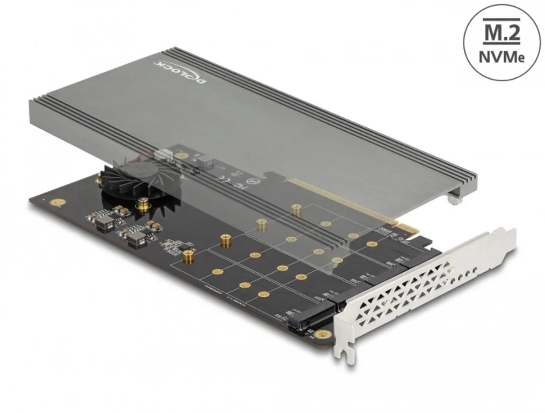 Delock PCIe X16 naar 4x M.2 NVMe Kaart