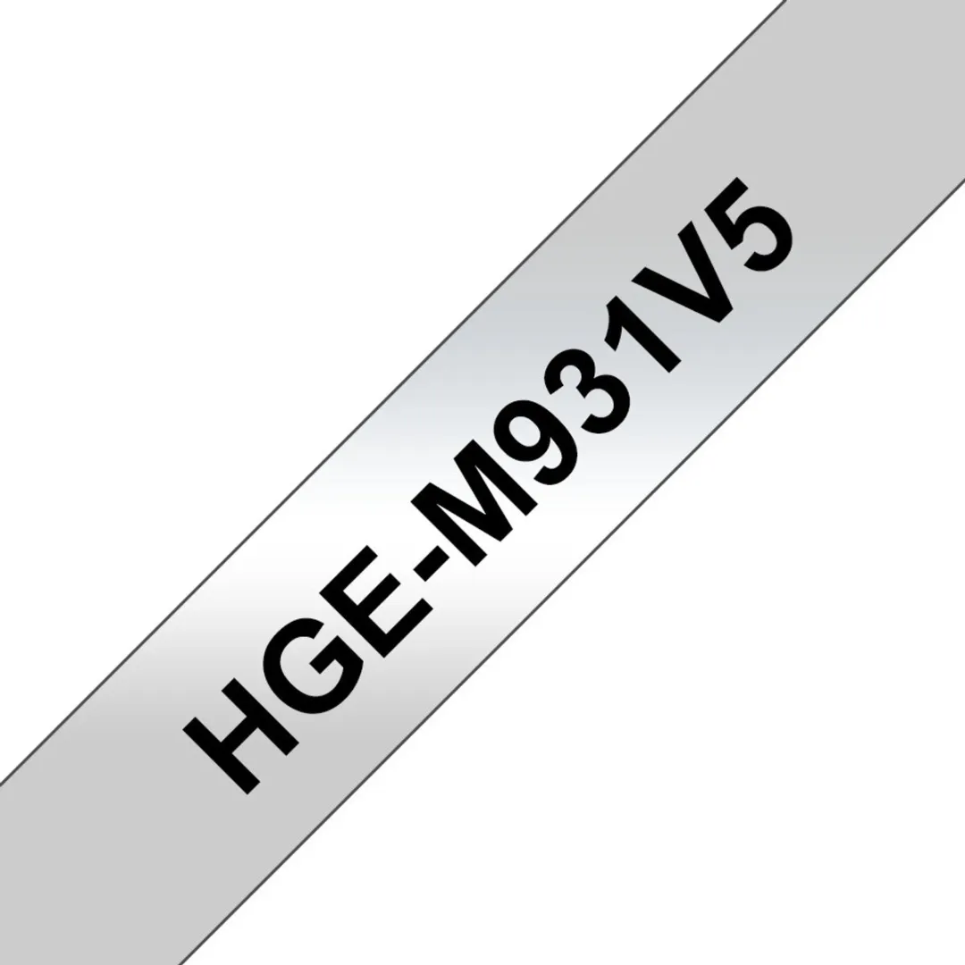 Brother HGe-M931V5 Labeltape 12mm Zilver - 5 Stuks
