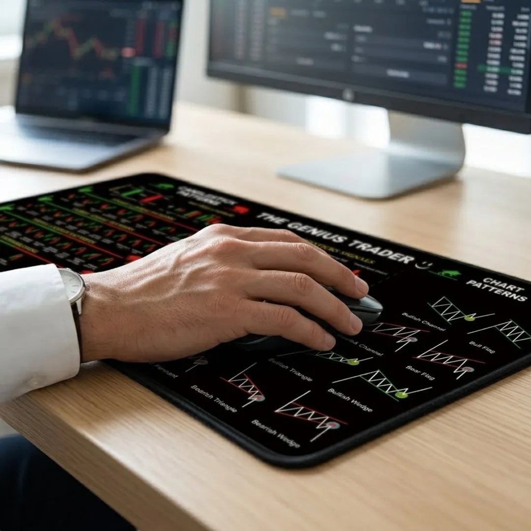 NuveX Trading Muismat 30x60cm - Candlestick Grafieken - Zwart