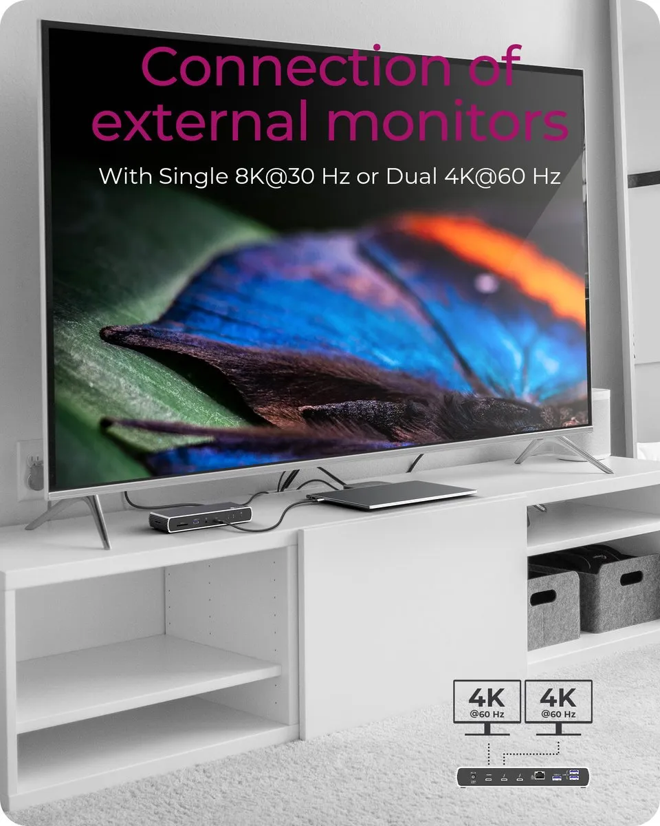 Icy Box IB-DK8801-TB4 Thunderbolt 4 Dock 10-in-1 - 100W Power Delivery