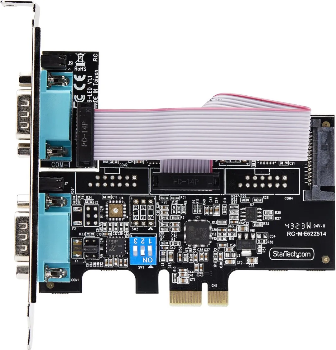 Startech 2S232422485-PC-CARD PCIe Seriële Adapter - Quad RS232/RS422/RS485