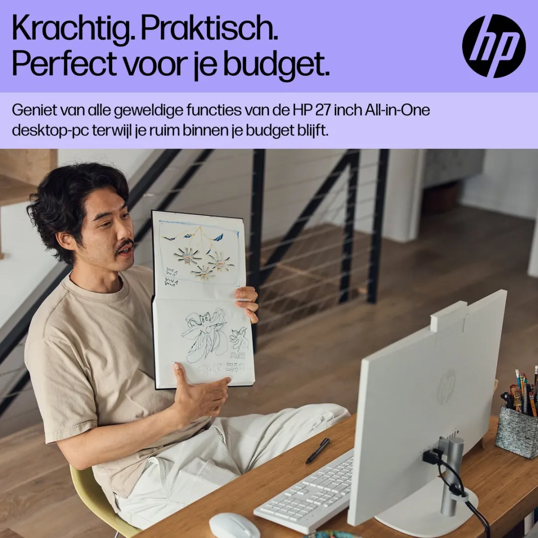 HP All-in-One 27-cr0054nd - 27" FHD - i5 16GB 512GB SSD - Zwart
