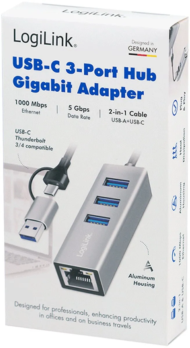 Logilink UA0440 USB-C Netwerkadapter 5Gbit/s