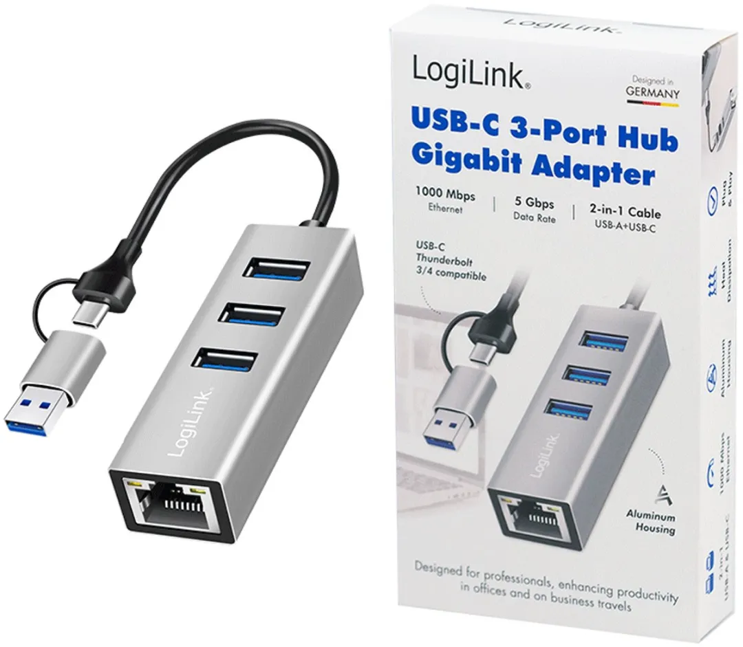 Logilink UA0440 USB-C Netwerkadapter 5Gbit/s