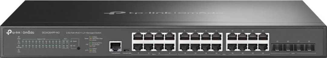 TP-Link Omada SG3428XPP-M2 24-Poort Managed Switch - 200Gbps - 500W PoE - Zwart