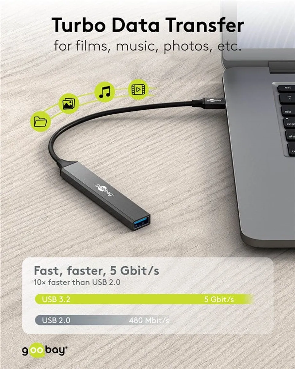 Goobay 74460 USB-C Hub - 5 Poorten Grafiet - afbeelding 6 van 6