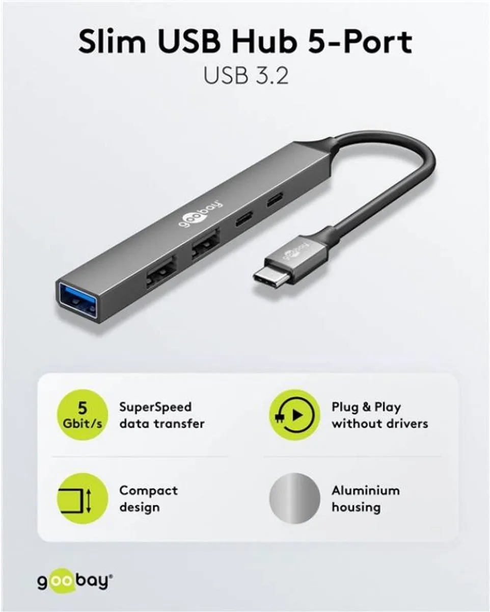 Goobay 74460 USB-C Hub - 5 Poorten Grafiet