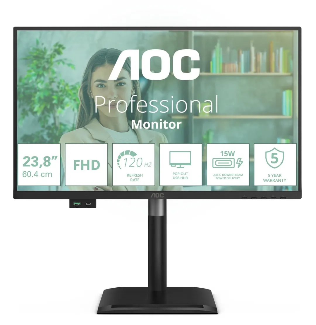 AOC 24P4U Monitor 23.8" Full HD - Zwart - afbeelding 6 van 6