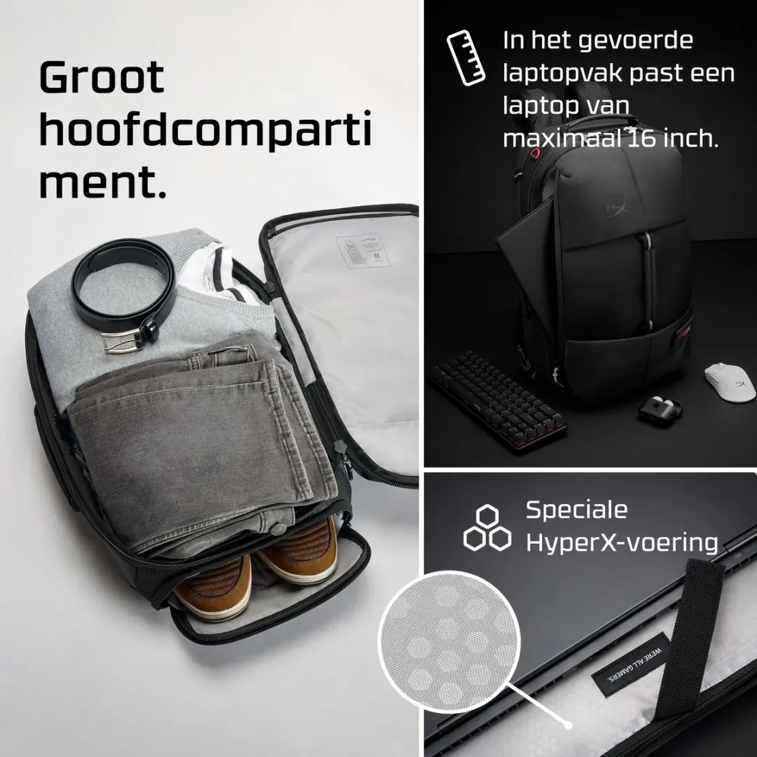 HyperX Knight Gaming Backpack 8C525AA - Zwart - afbeelding 6 van 6