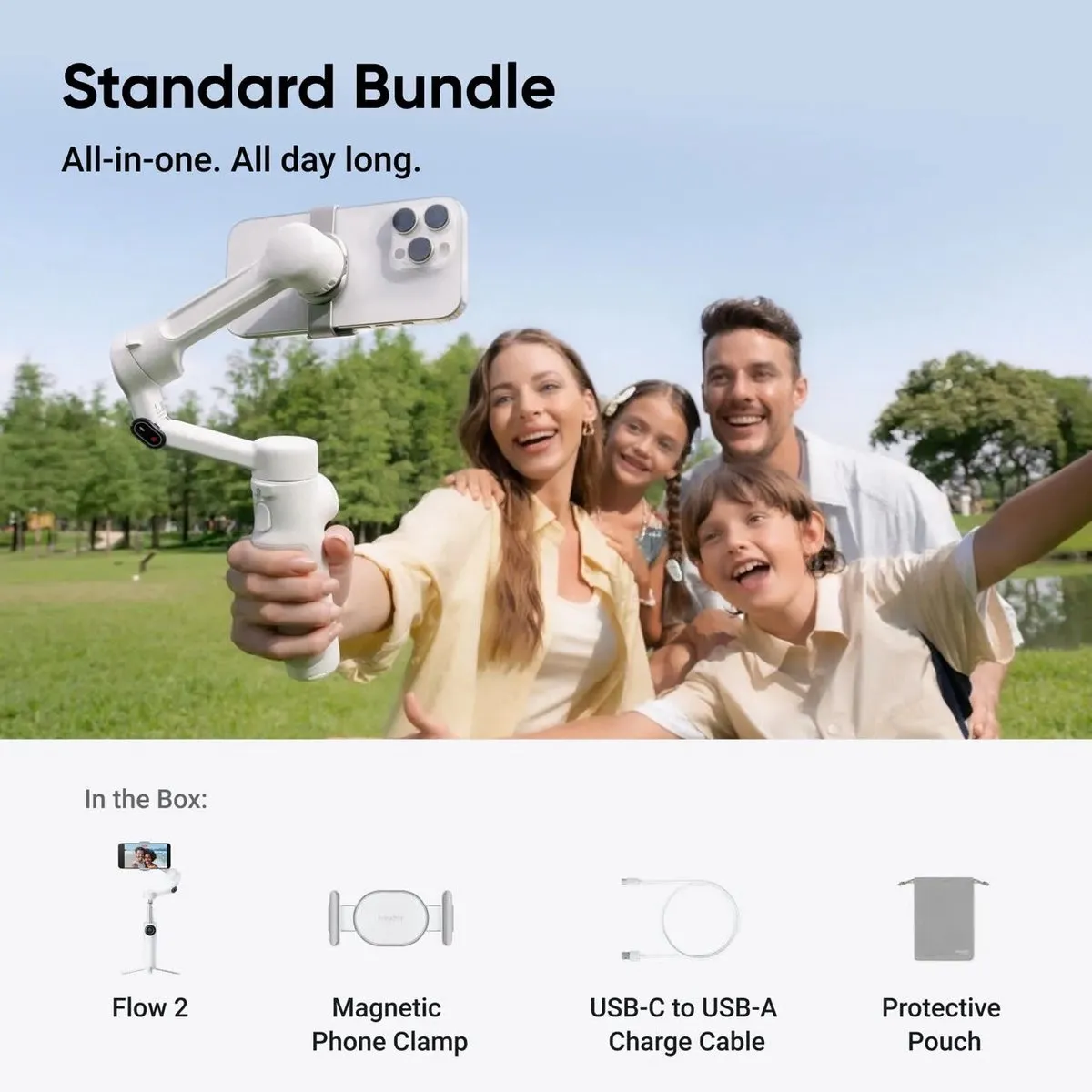 Insta360 Flow 2 Gimbal - Smartphone - 1100mAh - Summit White - afbeelding 6 van 6