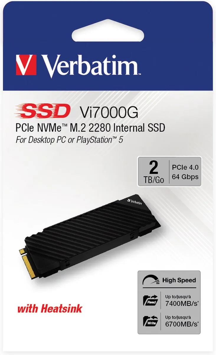 Verbatim Vi7000G PCIe NVMe M.2 SSD 2TB - Zwart