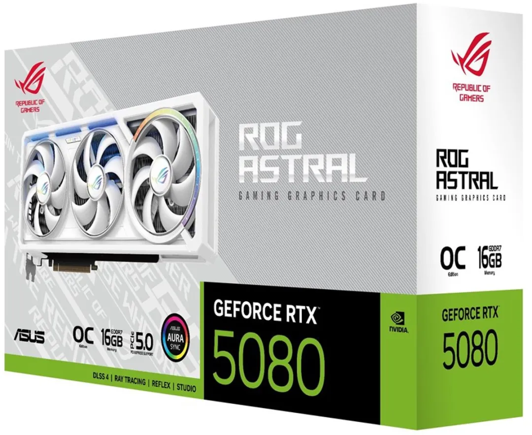 ASUS ROG Astral RTX 5080 16G OC White - Videokaart 16GB GDDR7