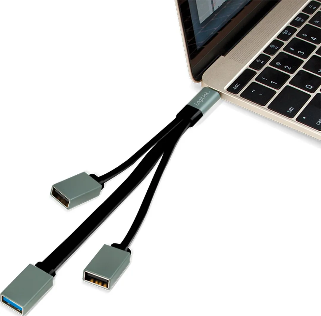 Logilink UA0315 USB-hub 3 Poorten - USB 3.1 Gen1 5Gbit/s - Zwart/Grijs