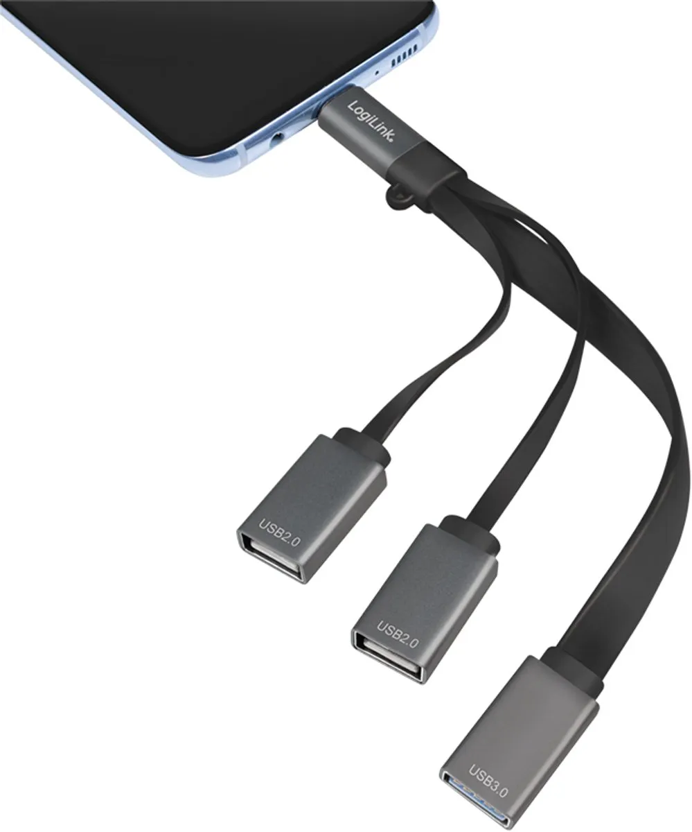 Logilink UA0315 USB-hub 3 Poorten - USB 3.1 Gen1 5Gbit/s - Zwart/Grijs