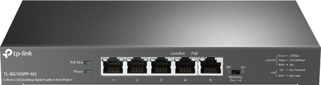 TP-Link TL-SG105PP-M2 Schakelaar - 5 Poorten - 4x PoE 123W - Zwart