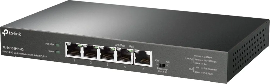 TP-Link TL-SG105PP-M2 Schakelaar - 5 Poorten - 4x PoE 123W - Zwart