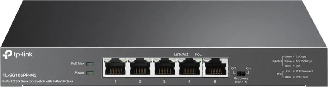 TP-Link TL-SG105PP-M2 Schakelaar - 5 Poorten - 4x PoE 123W - Zwart