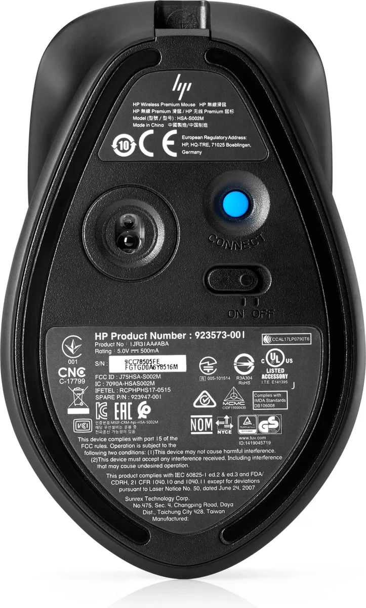 HP Envy 500 Draadloze Laser Muis 1600 DPI - 2LX92AA#ABB - Zwart/Zilver