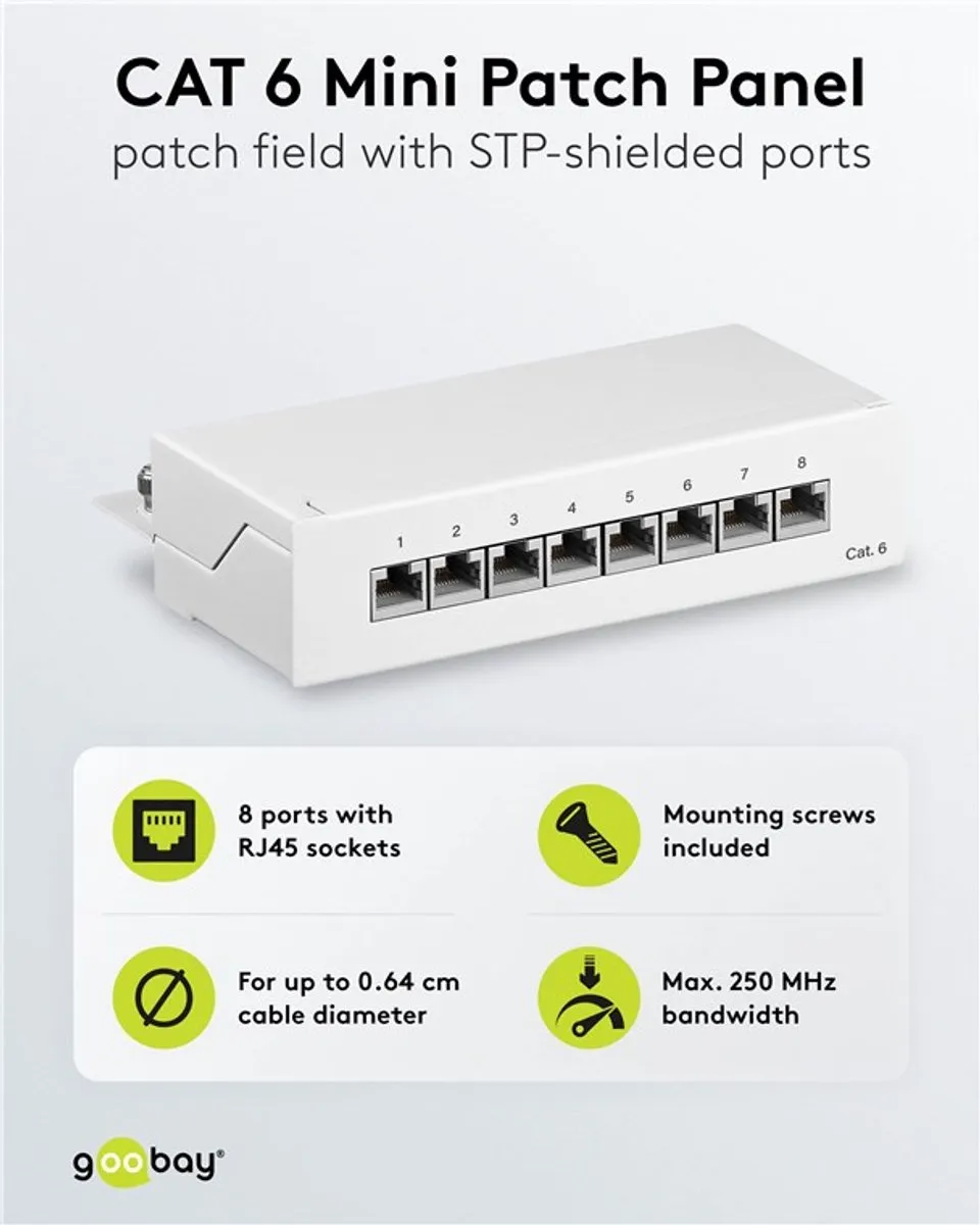 Goobay CAT 6 Patchpaneel 8-poorts Wit