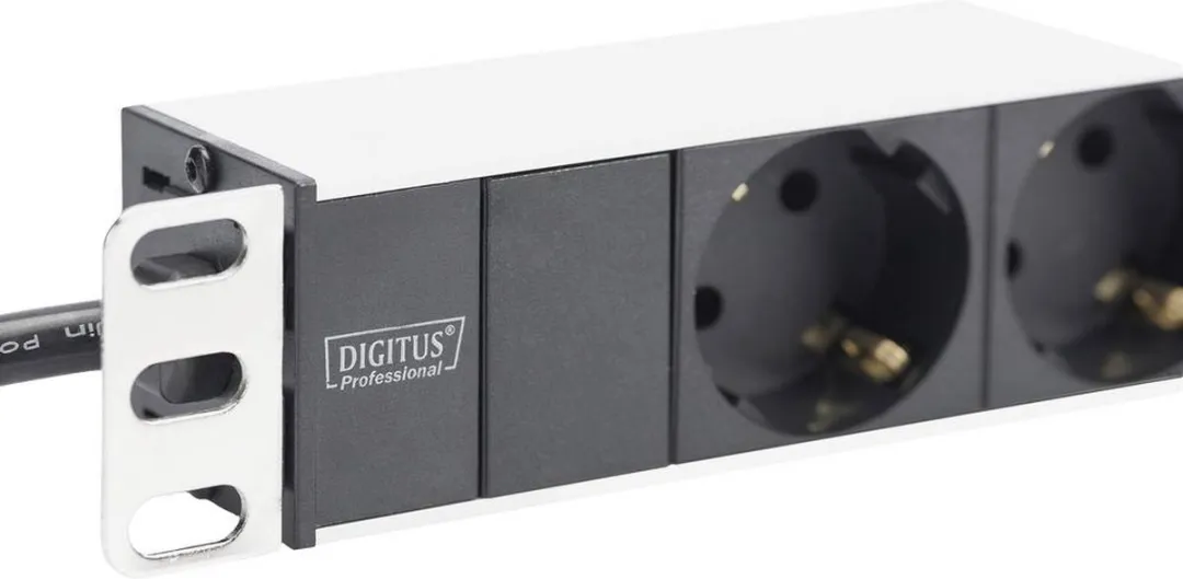 Digitus DN-95401 Geaarde Contactdoos 19" 1HE - Incl. 2 Houders - afbeelding 6 van 6