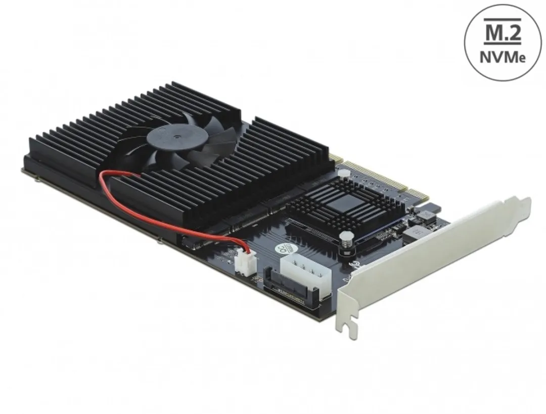 Delock PCIe x8/x16 naar 4x M.2 NVMe Kaart
