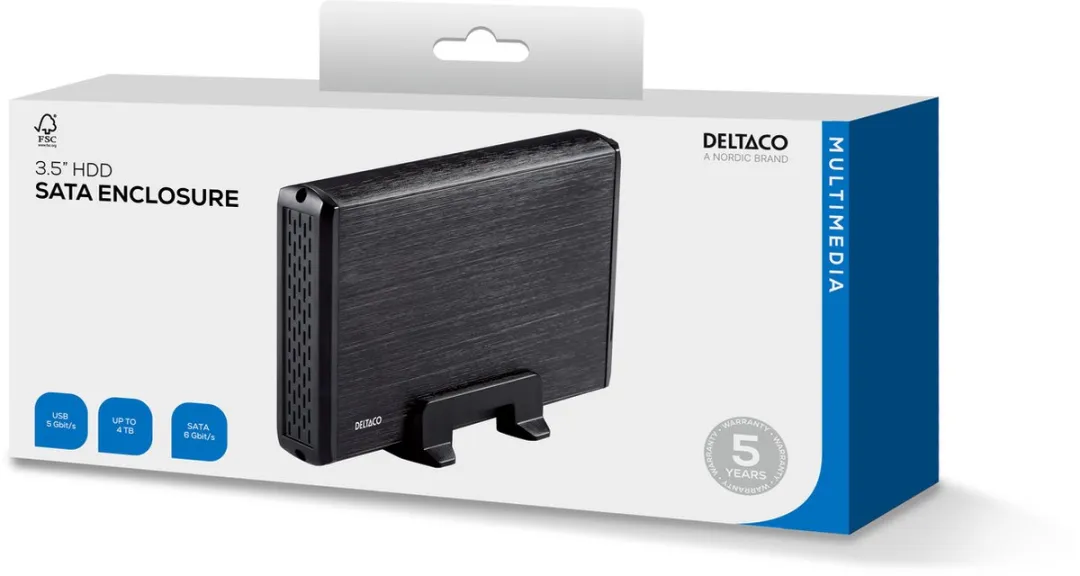 Deltaco MAP-GD33U3 Externe Behuizing 3.5" HDD - USB 3.0 - Zwart