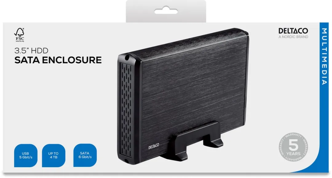 Deltaco MAP-GD33U3 Externe Behuizing 3.5" HDD - USB 3.0 - Zwart