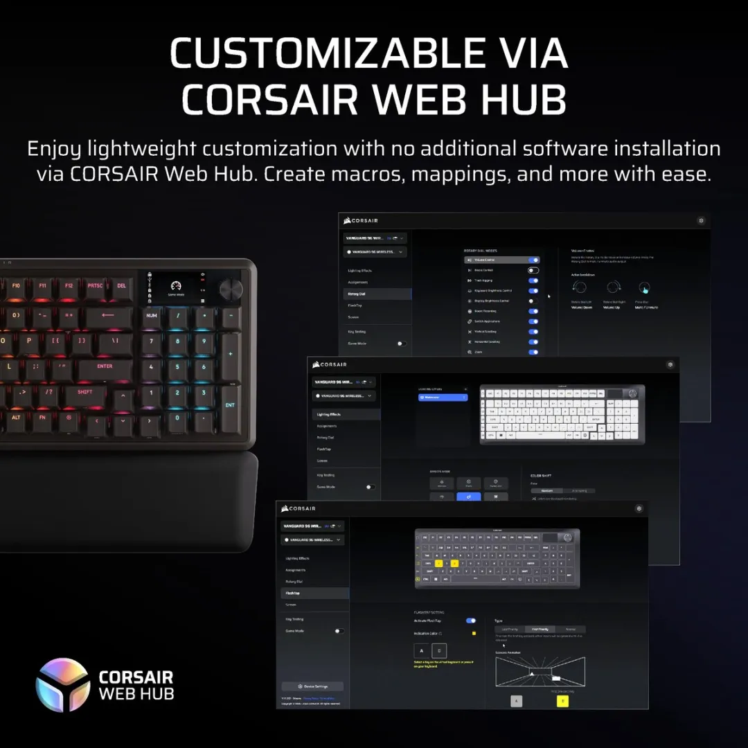 Corsair Vanguard 96 CH-91F901E-NA Draadloos Gaming Toetsenbord - US QWERTY - Zwart