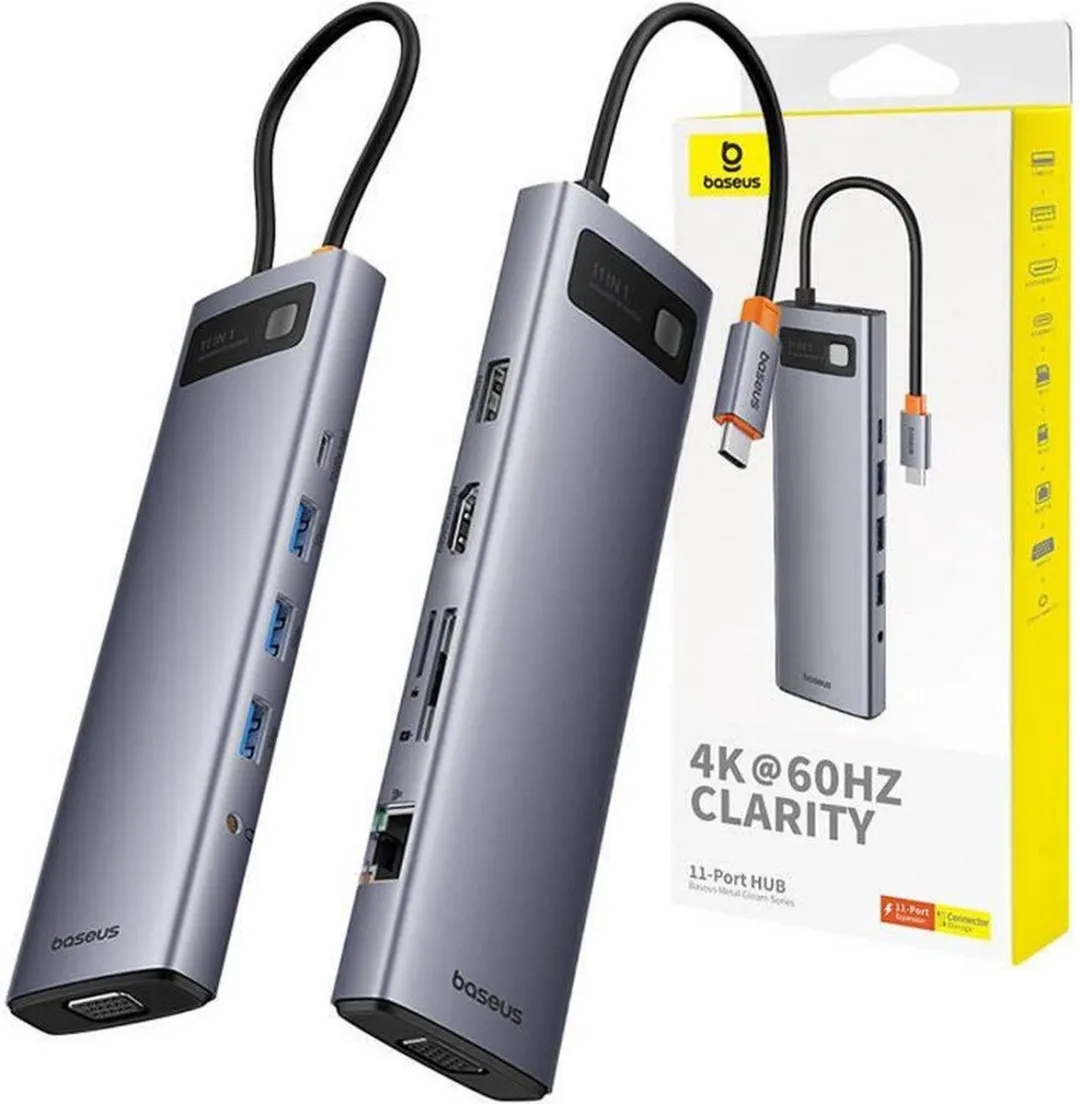 Baseus Metal Gleam HUB 11-in-1 - Grijs