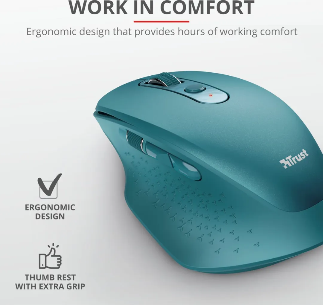 Trust OZAA RECHARGEABLE S Mouse Blauw - 7 Knoppen - afbeelding 4 van 6