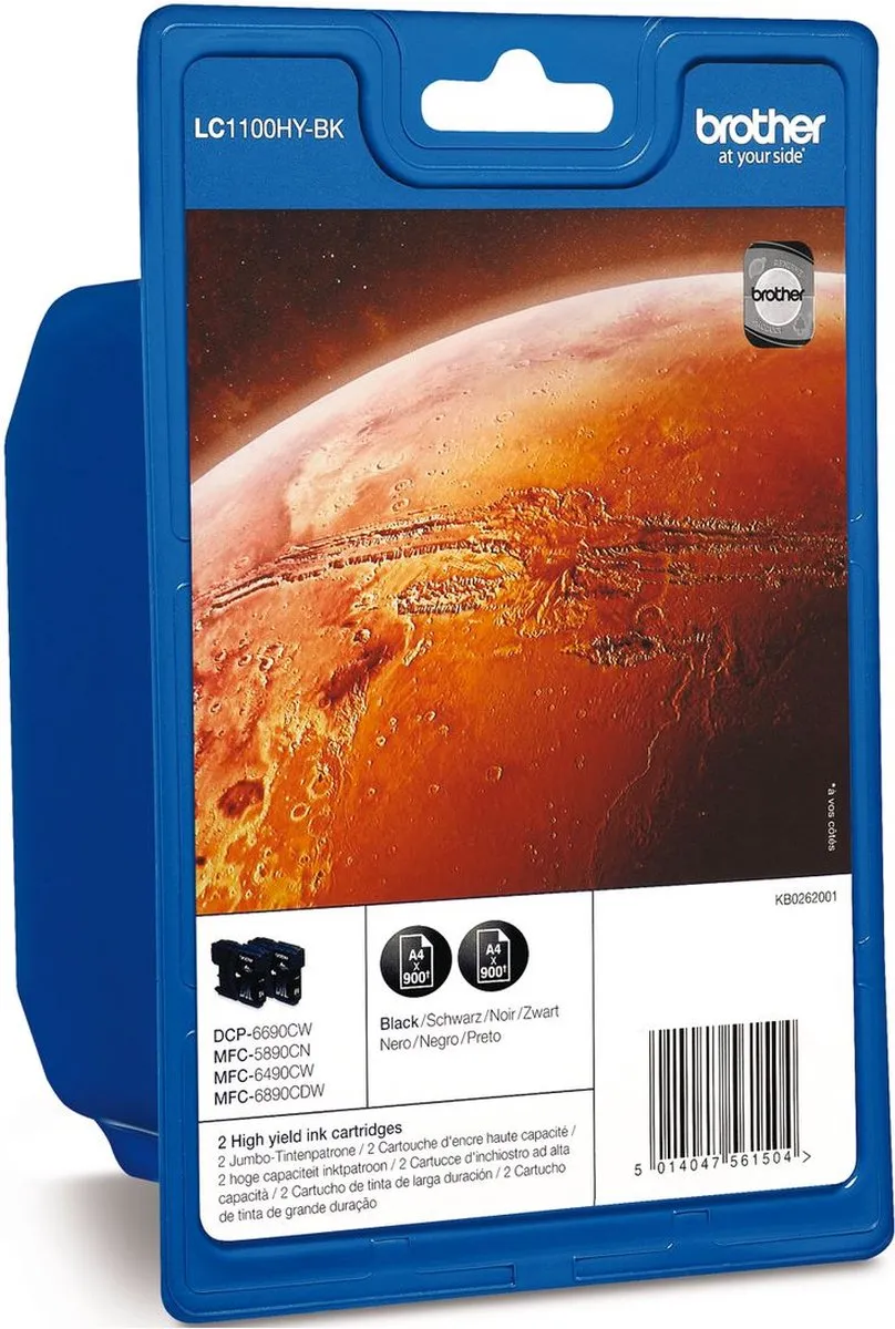 Brother LC-1100HYBK Inktcartridge - 2 Stuks - Zwart - afbeelding 2 van 4