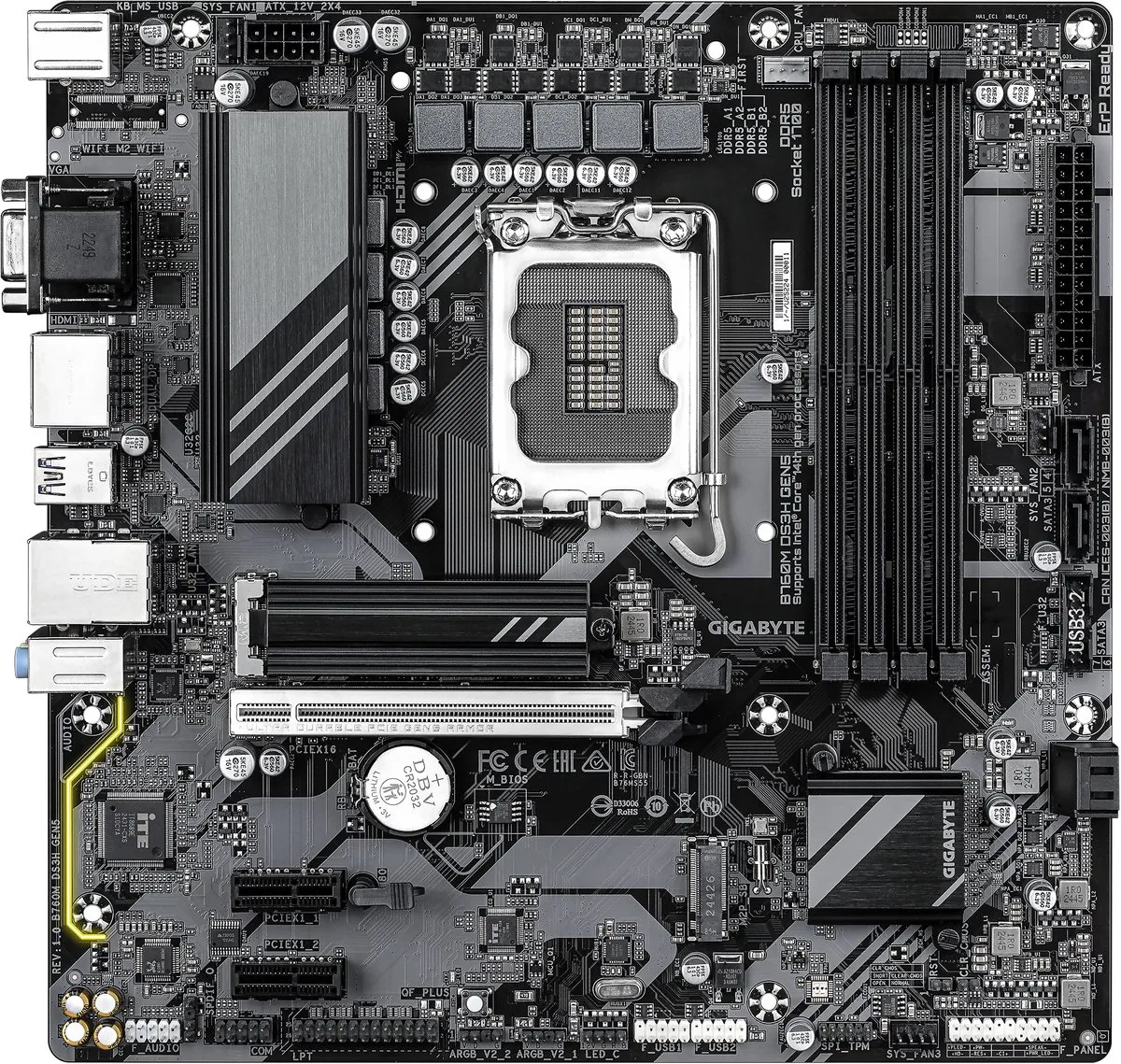 Gigabyte B760M DS3H GEN5 Moederbord - microATX