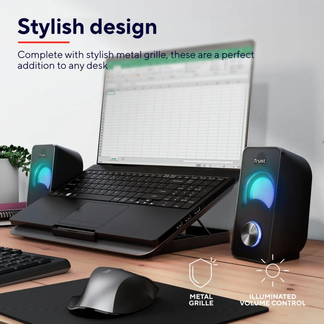 Trust Arys 2.0 PC Luidsprekerset 14W RGB - Zwart