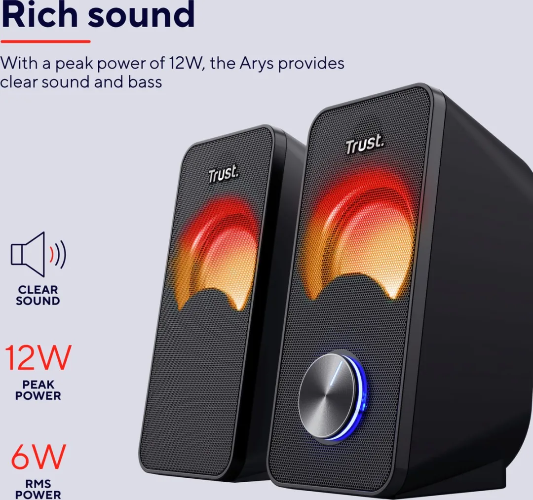 Trust Arys 2.0 PC Luidsprekerset 14W RGB - Zwart