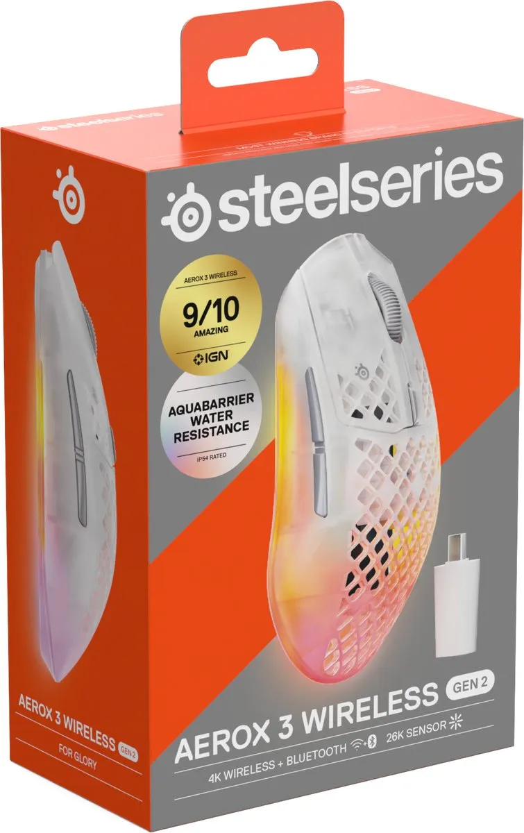 SteelSeries Aerox 3 Wireless Gen 2 62715 - Draadloze Gamingmuis - Ghost