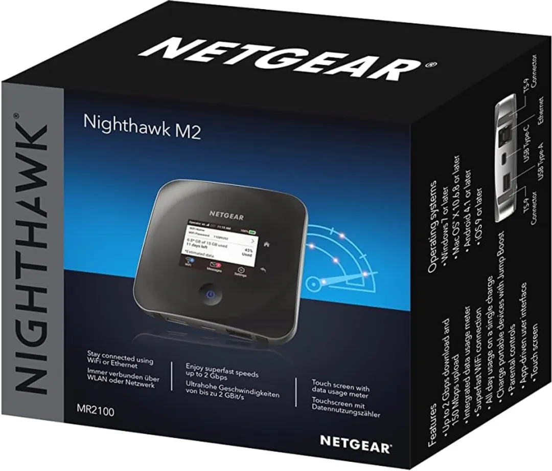 Netgear Nighthawk M2 MR2100 Mifi Router 4G+ WiFi 5 - Zwart
