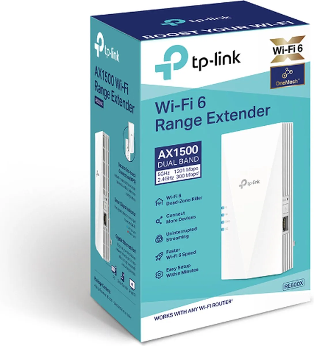 TP-Link RE500X WiFi Repeater 1000 Mbps - Wit