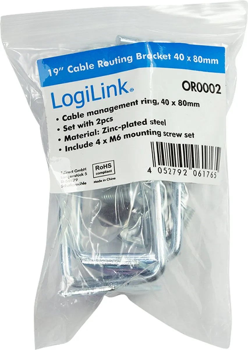 Logilink OR0002 Racktoebehoren Kabelring - Zilver