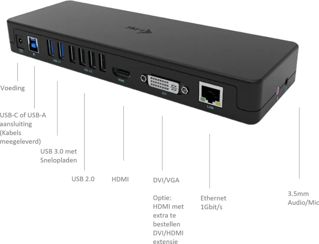 I-tec CAHDMIDVIDOCKPRO Dockstation - Zwart - afbeelding 2 van 6