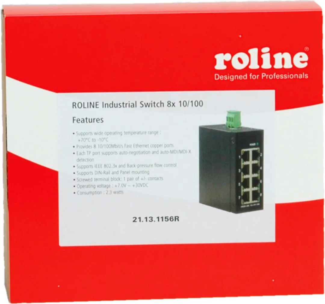Roline Industrie Switch 8x RJ-45 - 8 Poorten - Zwart