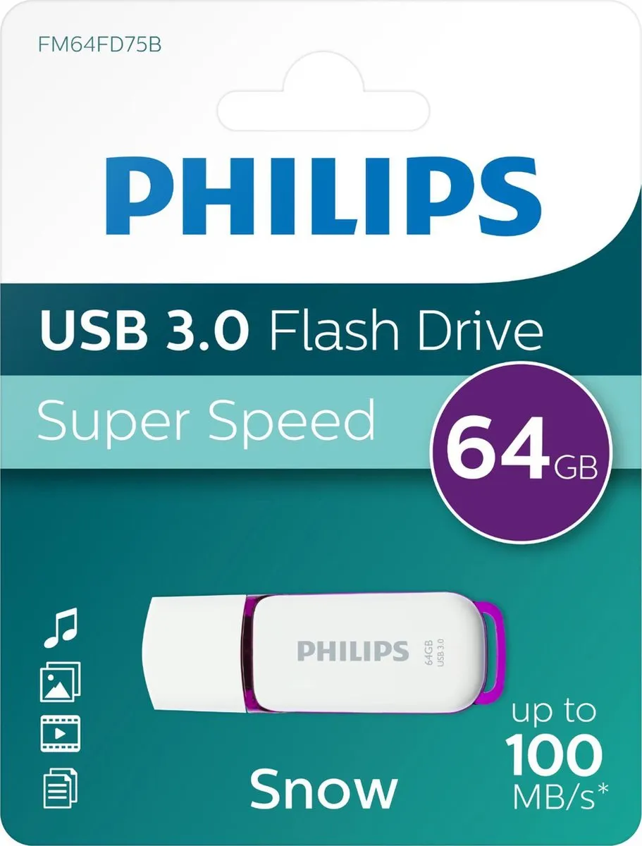 Philips USB Stick 3.0 Snow 64GB FM64FD75B - Paars - afbeelding 8 van 10