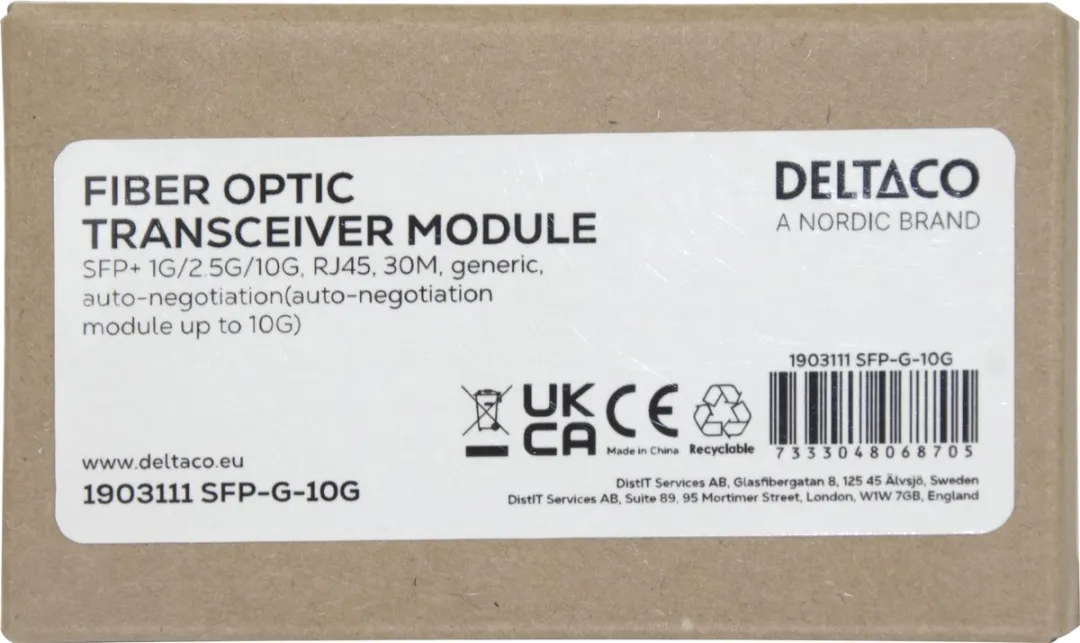 Deltaco SFP-G-10G SFP+ Module - 10Gbit/s - RJ-45 - Goud
