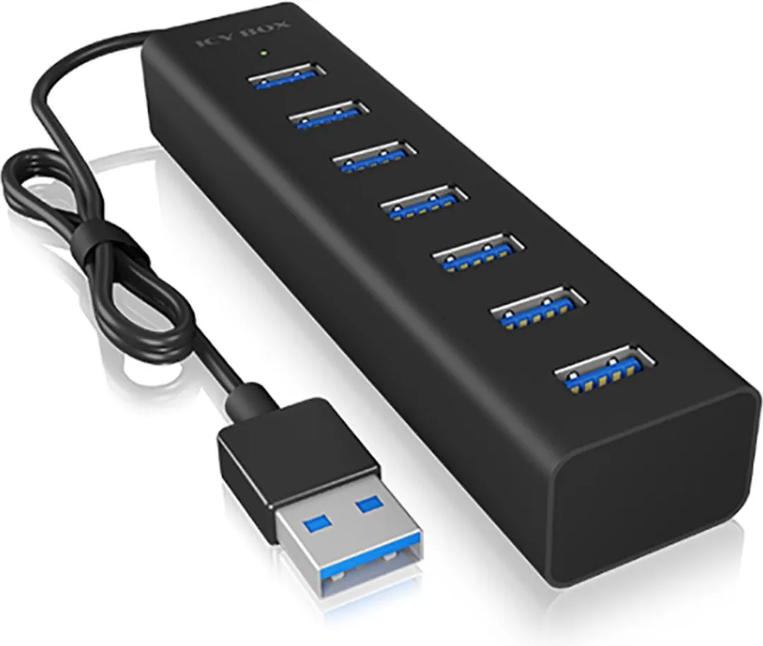 Icy Box IB-HUB1700-U3 USB-hub 7 Poorten - USB 3.0 5Gbps - Zwart