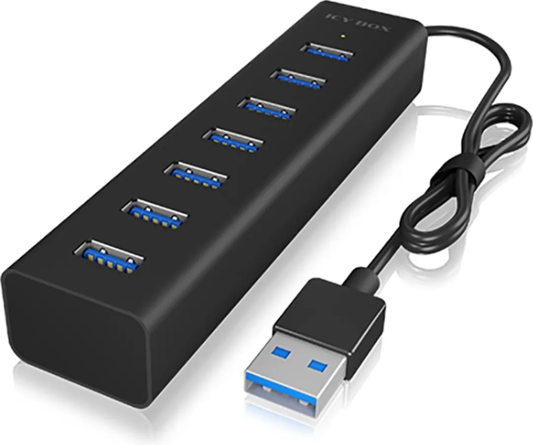 Icy Box IB-HUB1700-U3 USB-hub 7 Poorten - USB 3.0 5Gbps - Zwart