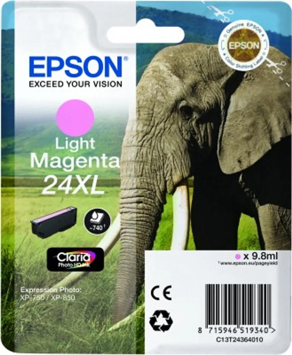 Epson 24XL Magenta Inktcartridge C13T24334020 - 740 Pagina's