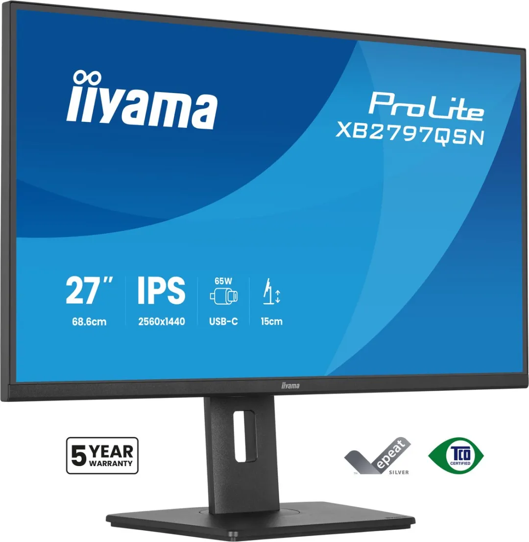 iiyama ProLite XB2797QSN-B1 27" QHD IPS Monitor - USB-C Dock