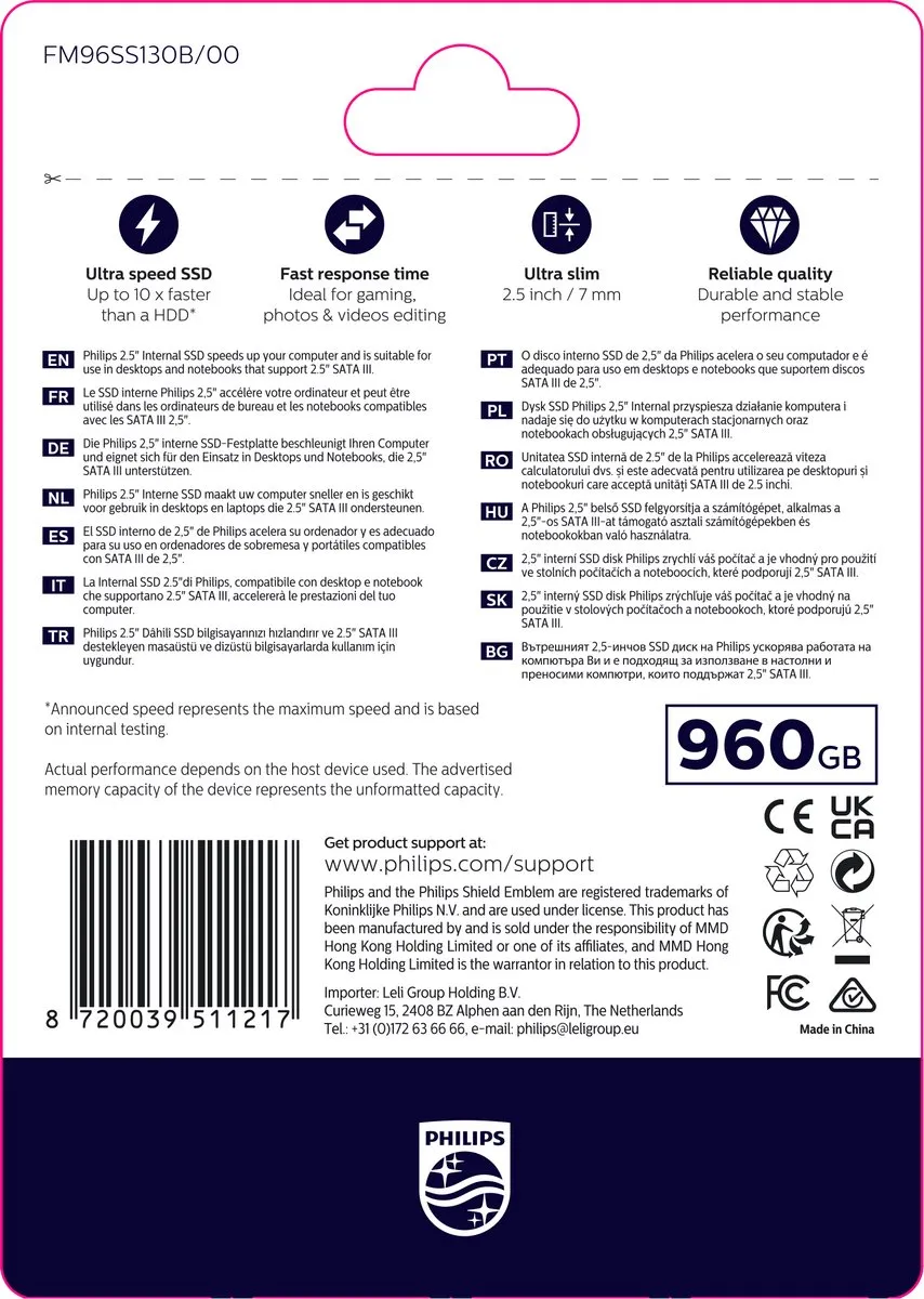 Philips FM96SS130B Interne SSD 960GB - 2,5" SATA III