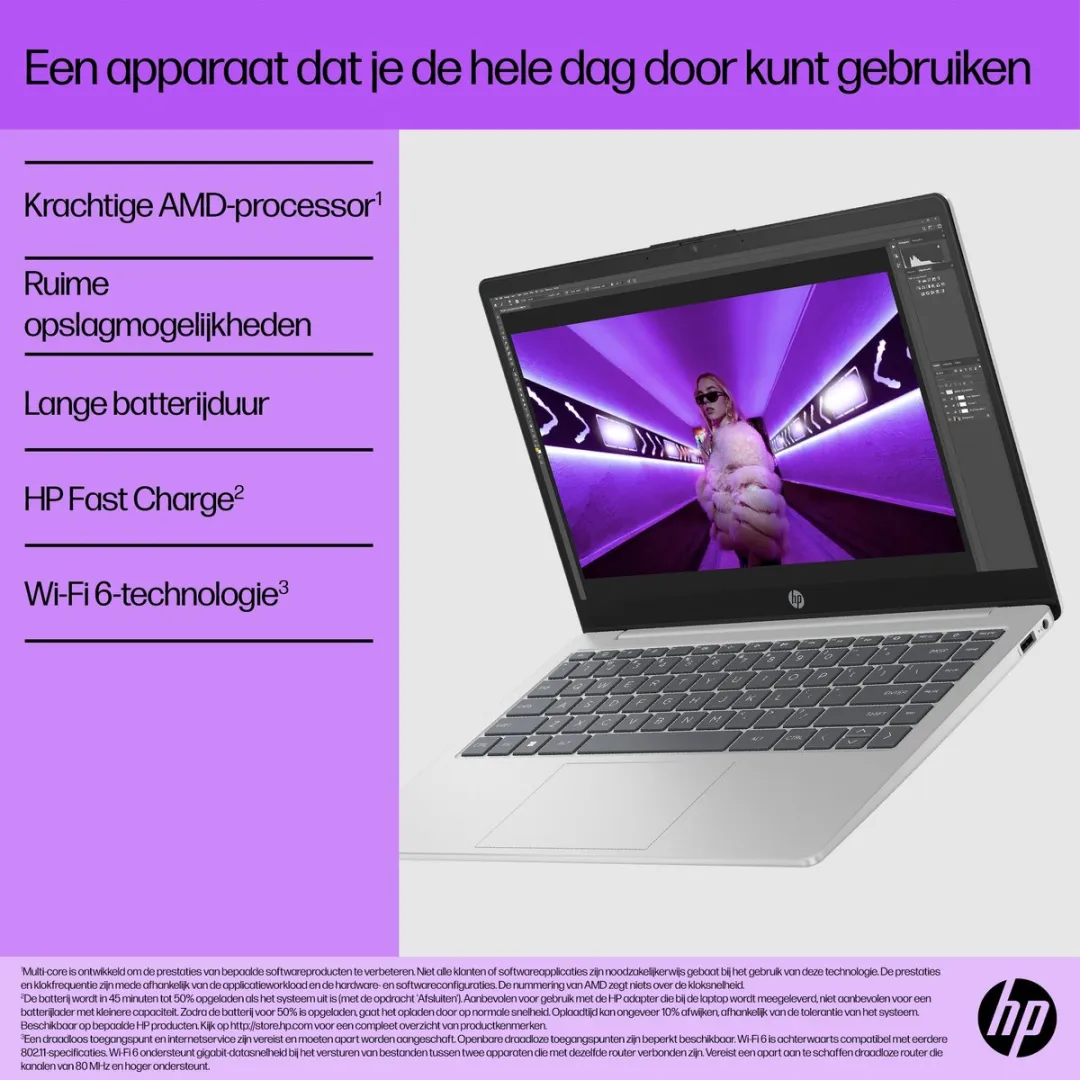 HP 14-em0972nd Laptop - Ryzen 7 7730U 16GB 512GB SSD - Zilver