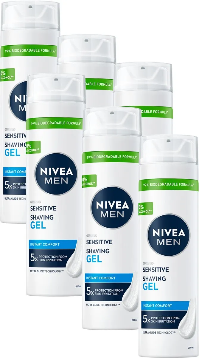 NIVEA MEN Sensitive Scheergel 200ml - 6 Stuks